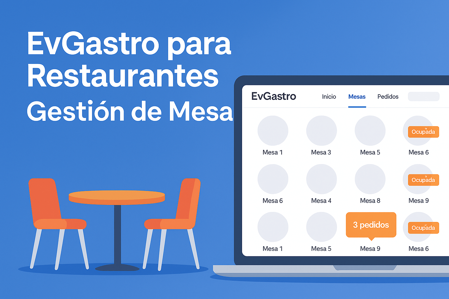Gestión mesas restaurante meseros smartphone control pedidos sistema punto venta EvGastro